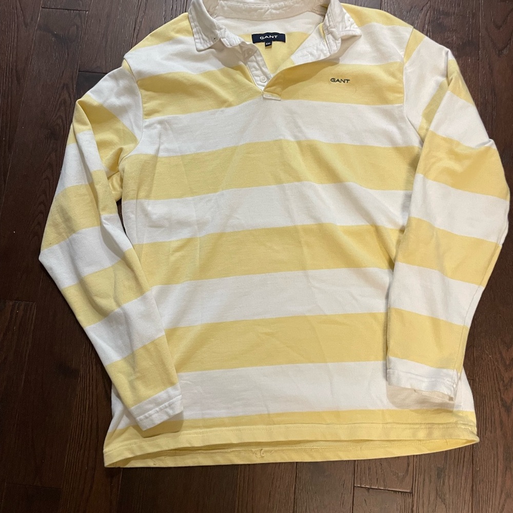 Gant Yellow and White Striped Rugby Polo